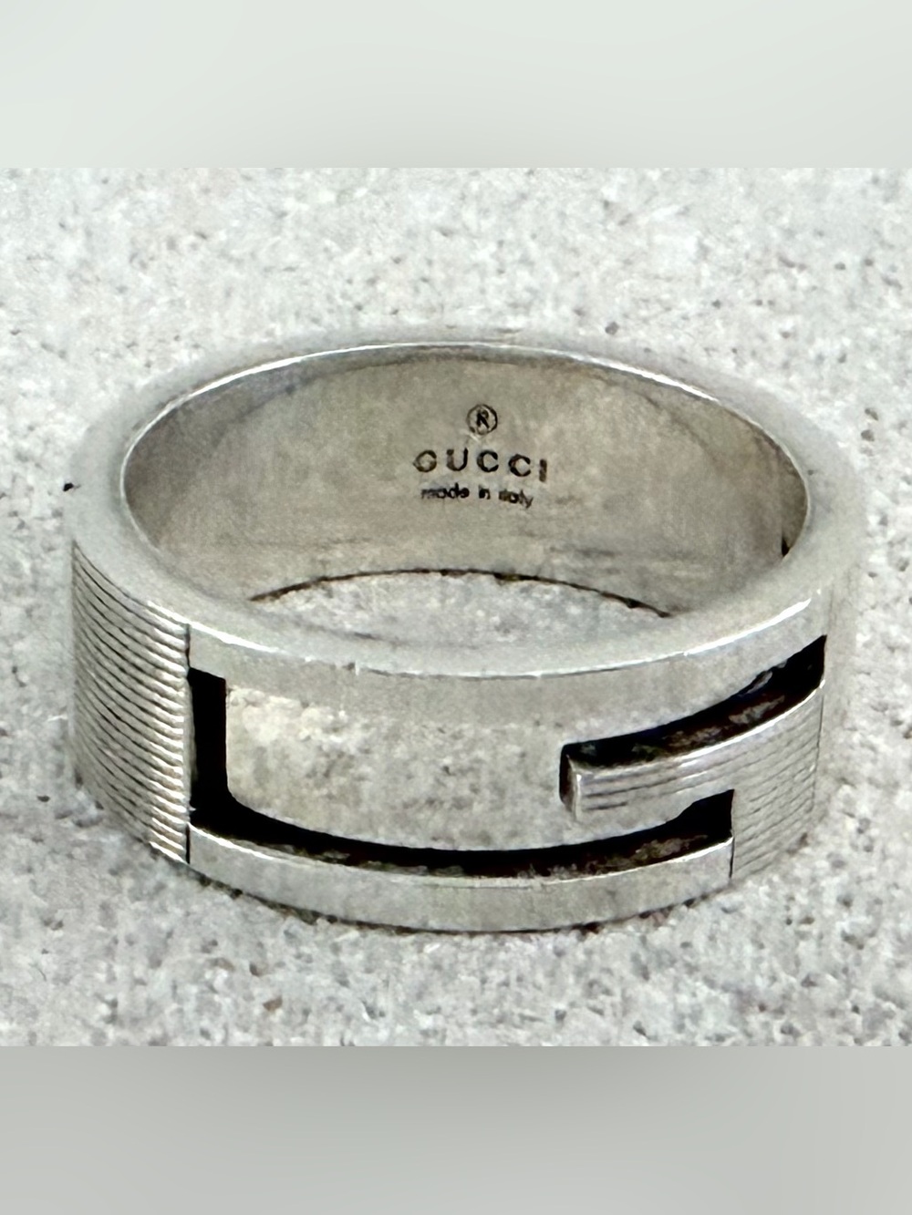 GUCCI Sterling Silver G Cutout Ring Size 21 US 9–9.25 Men’s Unisex